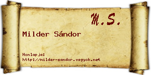Milder Sándor névjegykártya